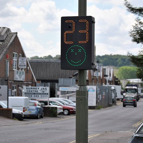 Smiley Activated Speed Sign Green 23mph