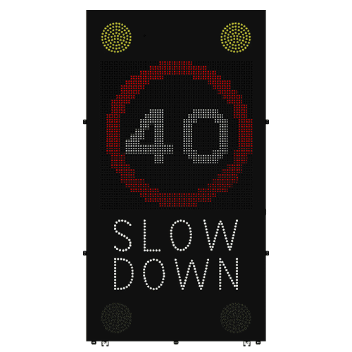 Full Matrix Vehicle Activated Warning Sign -   40 mph SLOW DOWN message