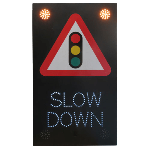 Vehicle Activated Warning Sign - Slow Down message