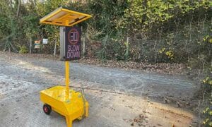 A Vehicle Activated Speed Sign on a Mini Unit mobile base.