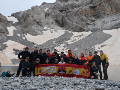 At the bottom of the summit