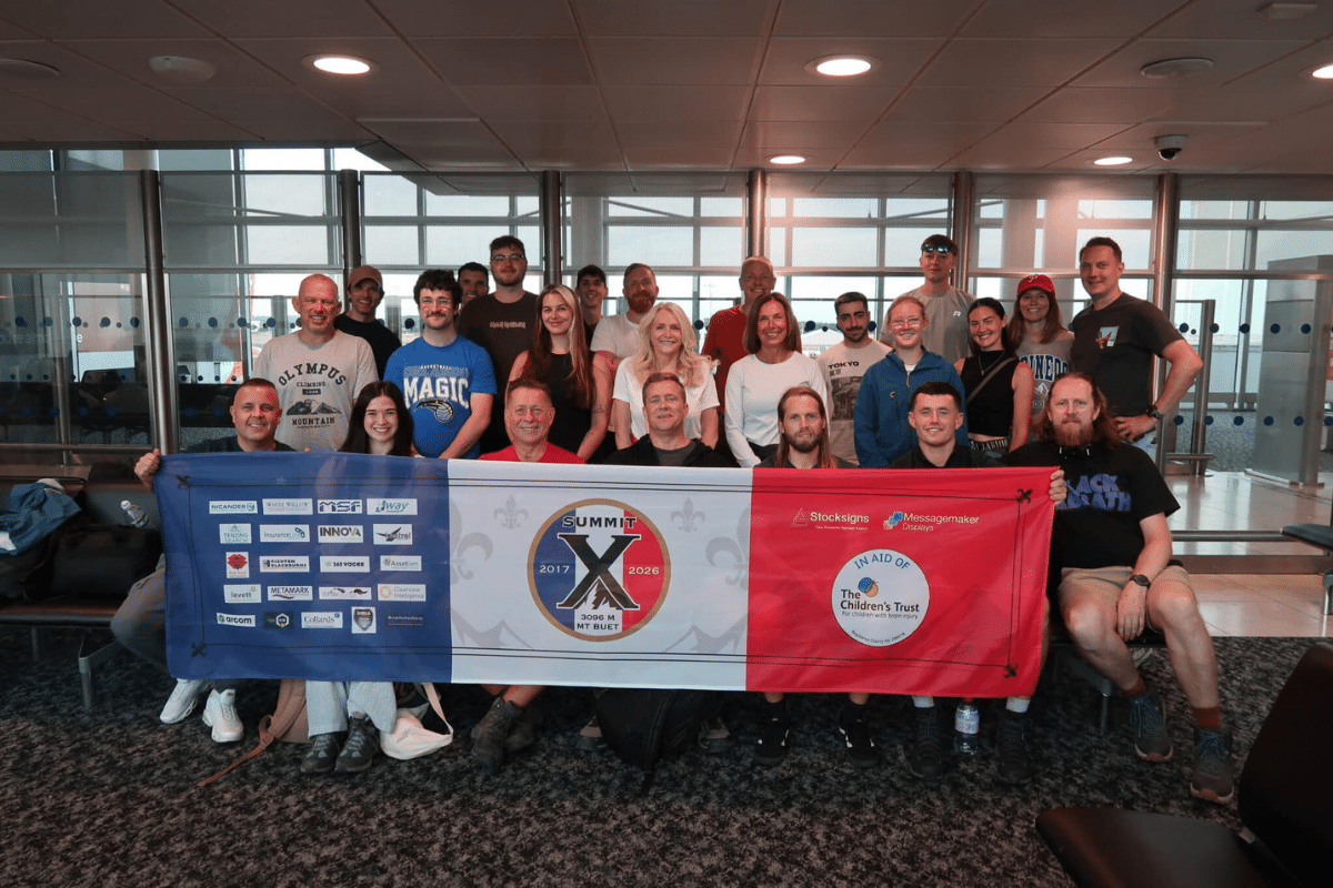Summit X team at Gatwick airport before catching their flight to Geneva Summit X team