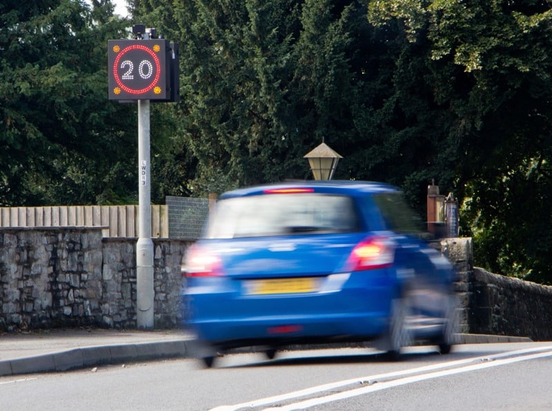 Vehicle Activated Speed Sign on bridge